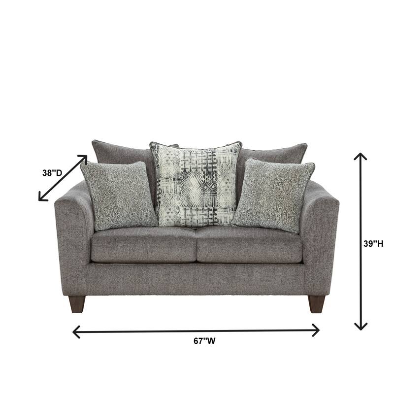 Roundhill Furniture Davoz 3-Piece Living Room Set, Sofa Loveseat and Ottoman, Tori Slate