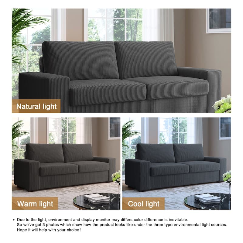 80.1" Wide Linen Corduroy Loveseat Living Room Sofa Couch