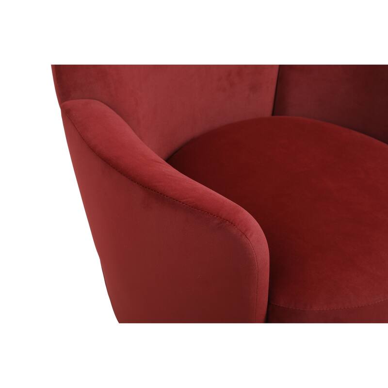 Velvet Swivel Barrel Chair with Gold Stainless Steel Base, High-Density Foam and 360° Rotation