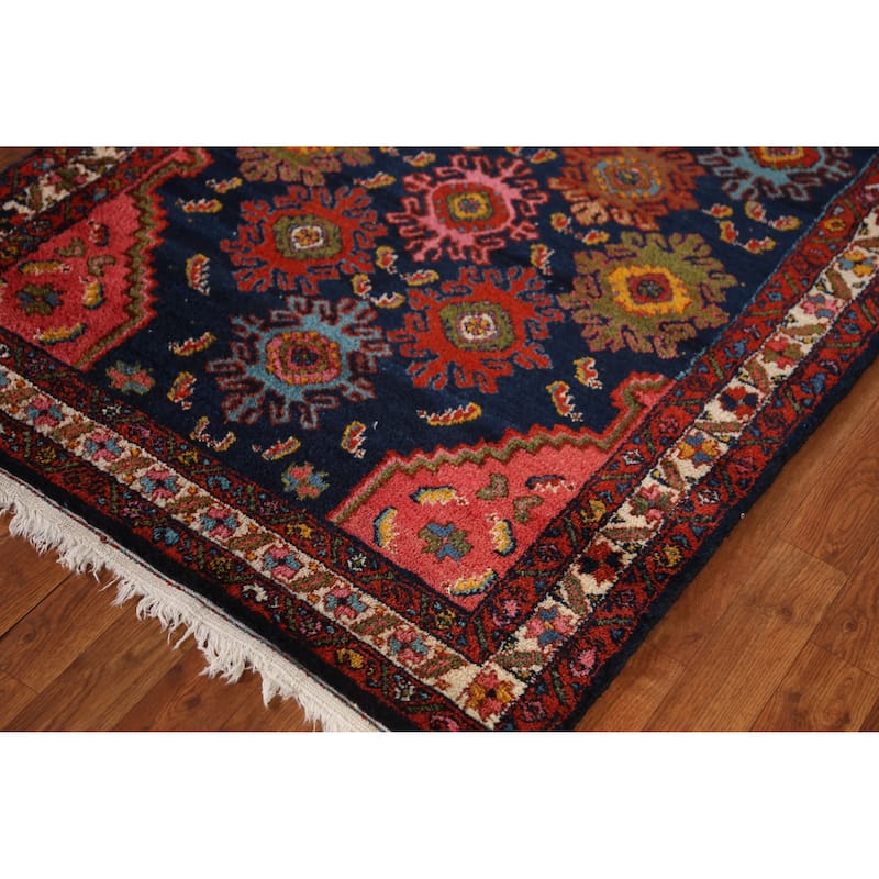 Malayer Minakhani Persian Vintage Runner Rug Handmade Wool Carpet - 3'4" x 16'7"