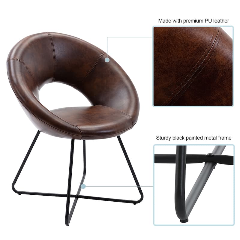 Modern Faux Leather Upholstered Accent Chair Vanity Leisure Chair