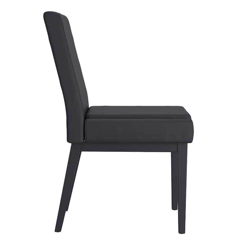 Contemporary Faux Leather and Metal Dining Chair, Set of 2 - N/A