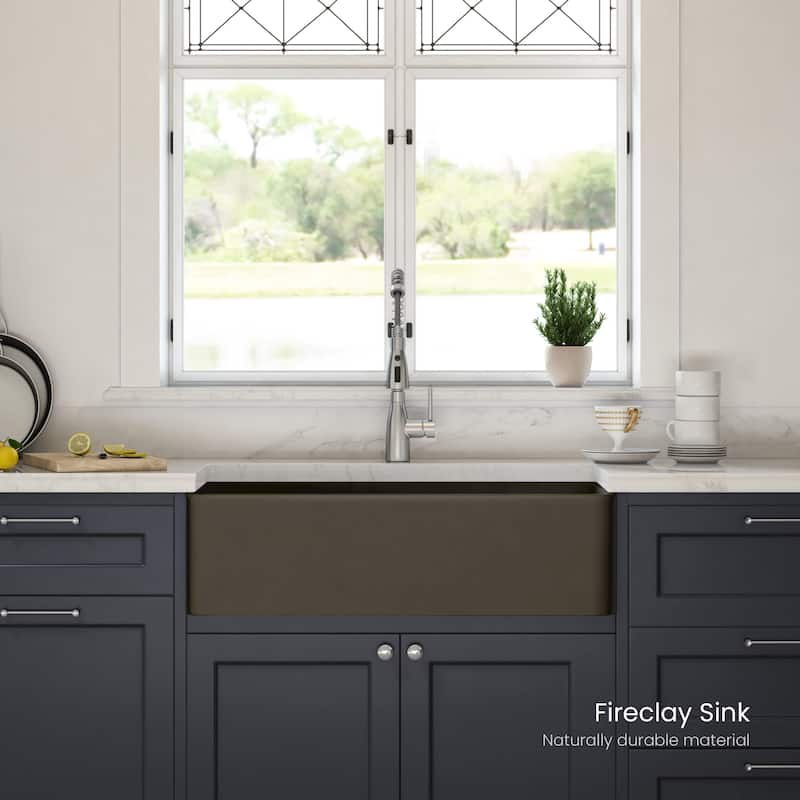 Pure 36" Fireclay Kitchen Farmhouse Apron Front Single Bowl Sink