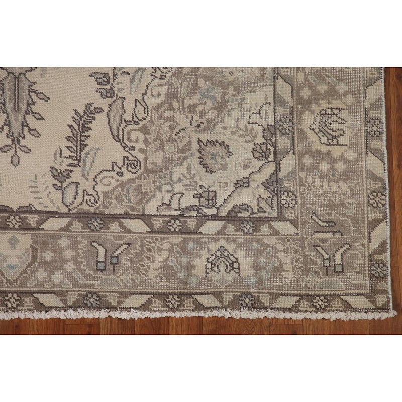 Distressed Tabriz Persian Vintage Rug Handmade Living Room Wool Carpet - 6'2" x 9'7"