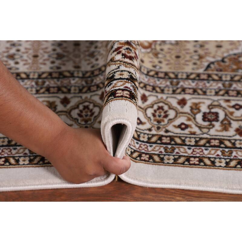 Geometric Tabriz Turkish Area Rug Machine Made Carpet - 5'2" x 7'9"