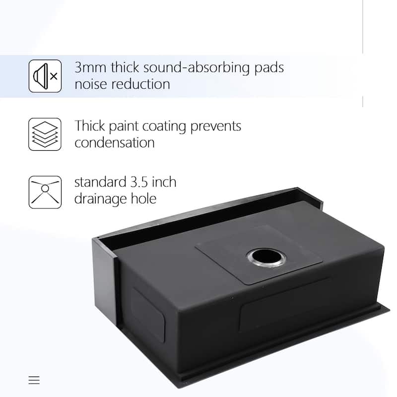 30" Farmhouse 16 Gauge Single Bowl Stainless Steel Kitchen Sink in Gunmetal Black - 30'' x 22'' x 10''