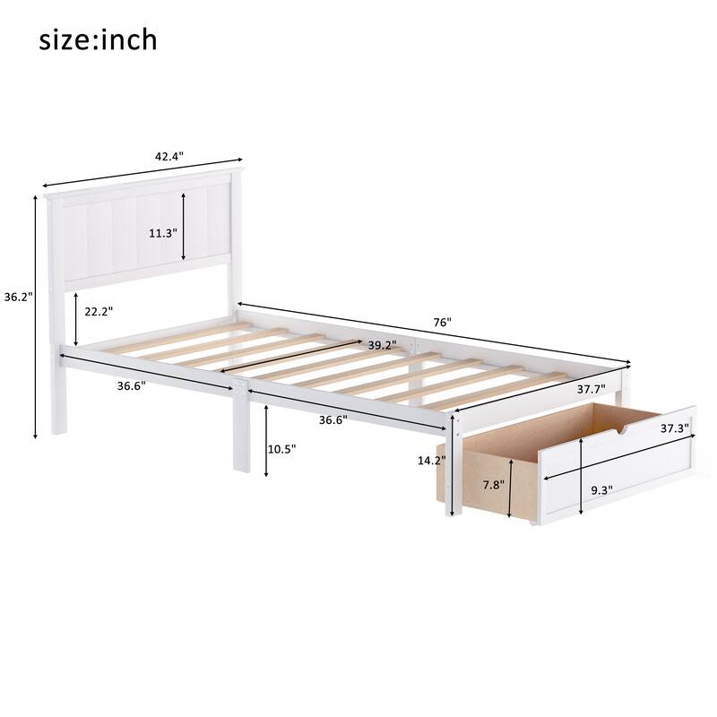 Twin Size Platform Bed with Underbed Drawer Bed Bath & Beyond 39208338