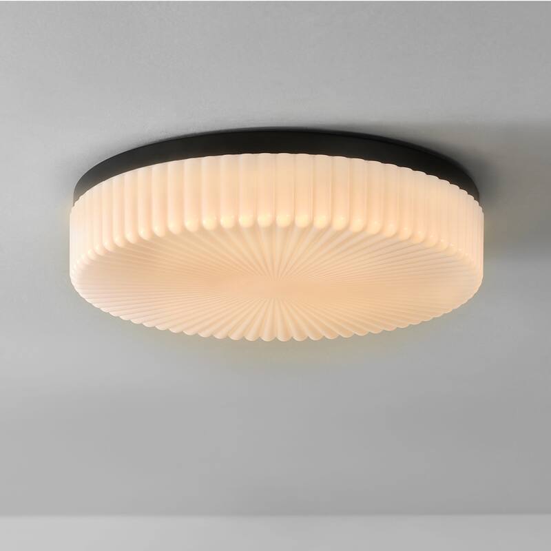 Globe Electric 91009614 15" Wide LED Flush Mount Drum Ceiling Fixture