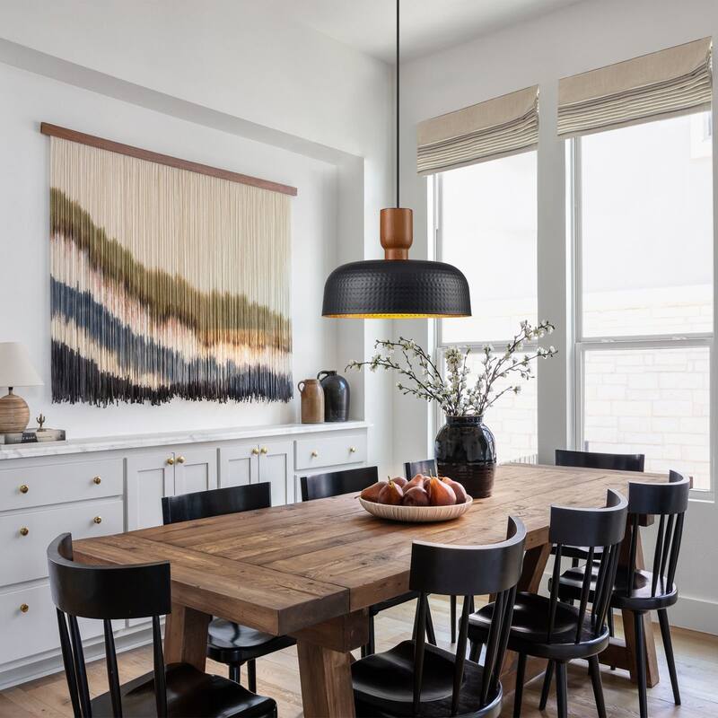 1-Light Dome Industrial Kitchen Island Pendant Light With Hammered Shade - 12.2-in W x 8.7-in H