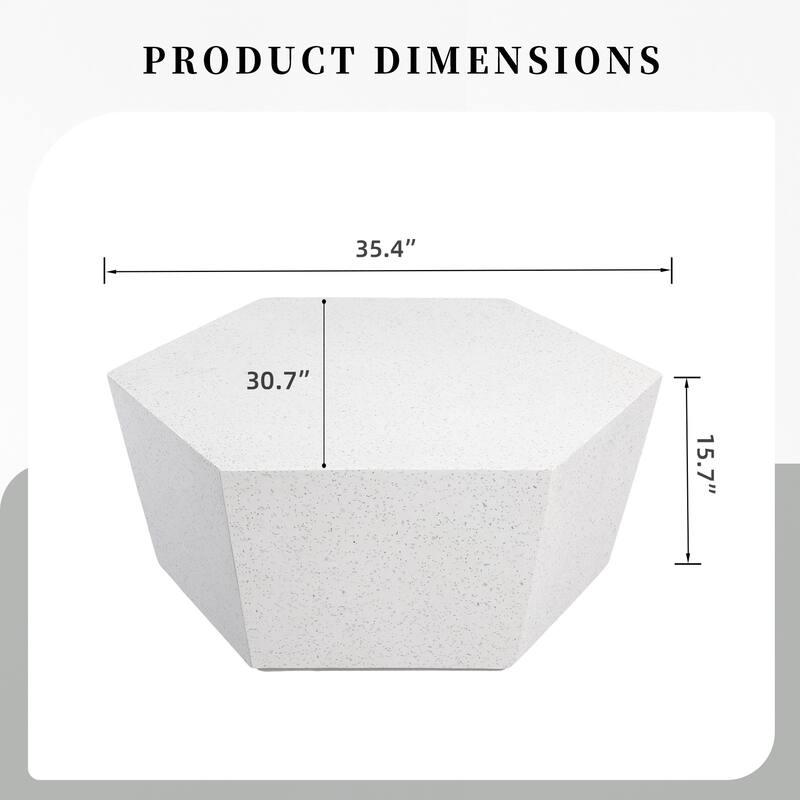 35-Inch Outdoor Side Table, Magnesium Oxide Hexagonal Coffee Table with Rain Cover