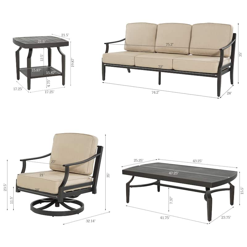 Arriona Swivel Patio Converstion Chair with Sunbrella Cushions