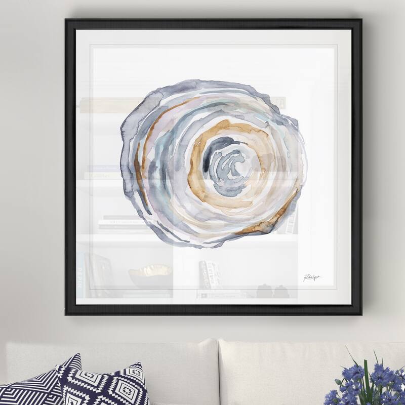 Watercolor Tree Ring IV -Black Framed Print