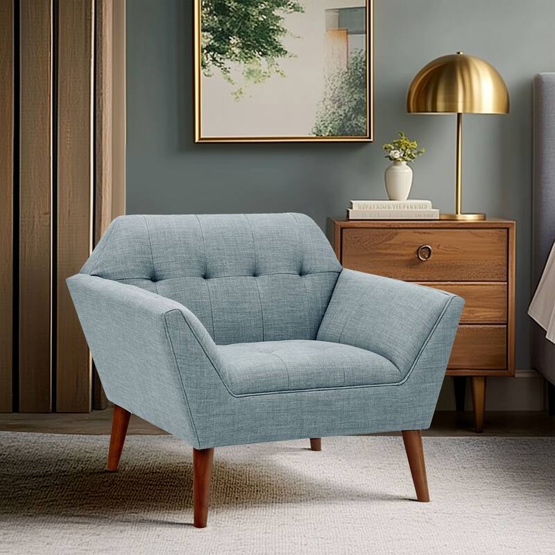 INK IVY Newport Wide Mid-Century Modern Lounge Chair - Single - Light Blue