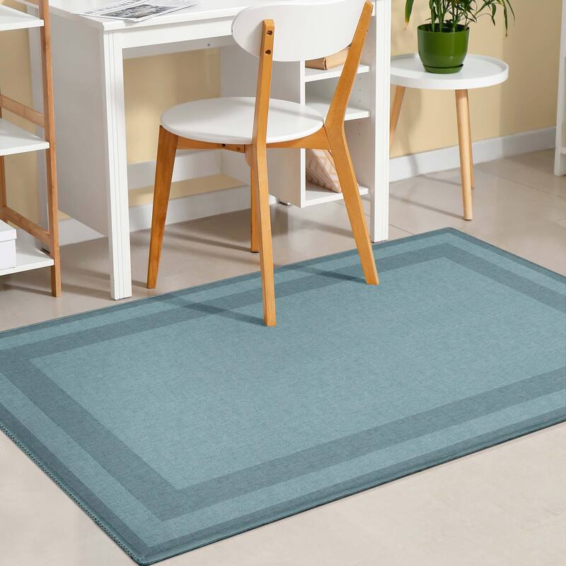 Well Woven Plain Border Flat-Weave Area Rug