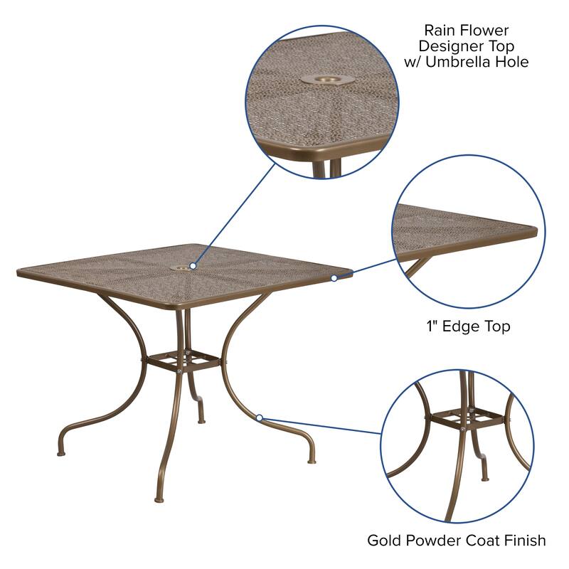 35.5'' Square Indoor-Outdoor Steel Patio Table - 32.5"