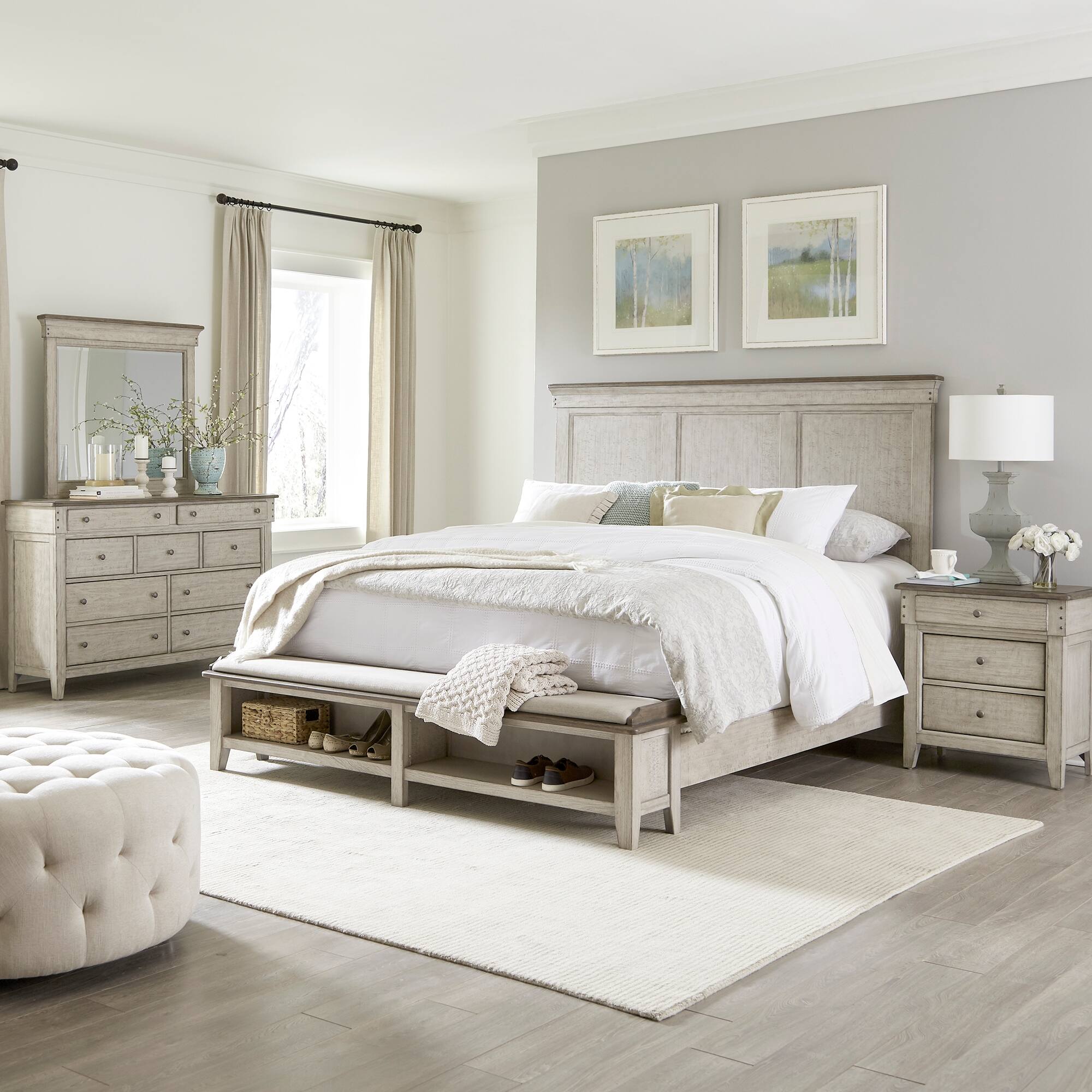 Option Bed, Dresser, Mirror, and Night Stand
