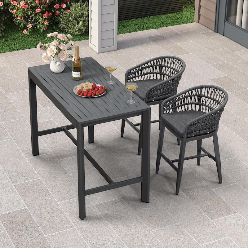 PURPLE LEAF Outdoor Dining Chairs Set of 2 Patio Bar Stools