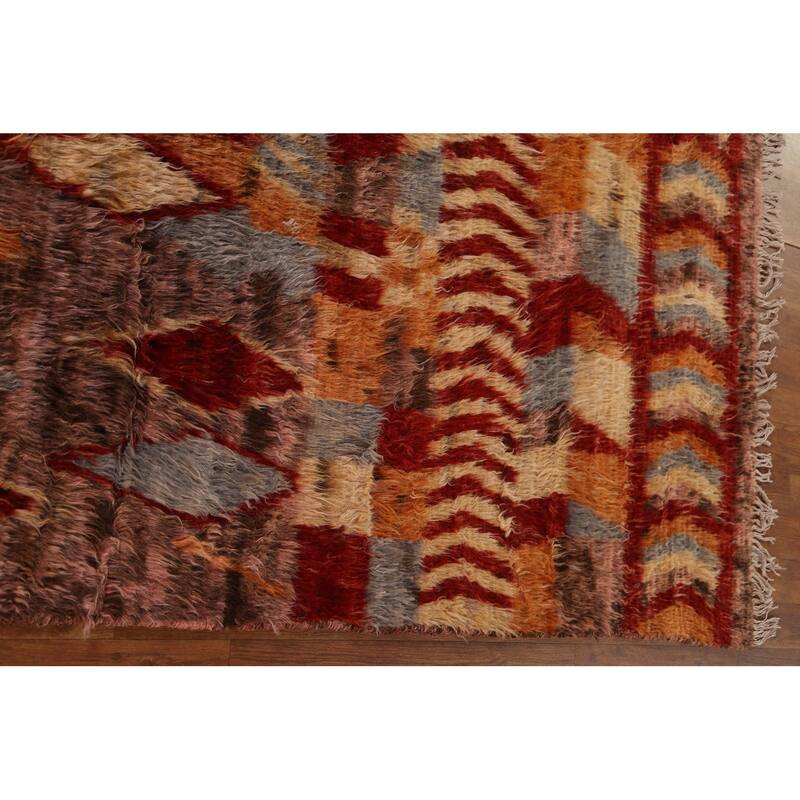 Hand Knotted Oriental 100% Wool Carpet Modern Tribal Pink Moroccan Area Rug - 7' 9'' X 5' 4''