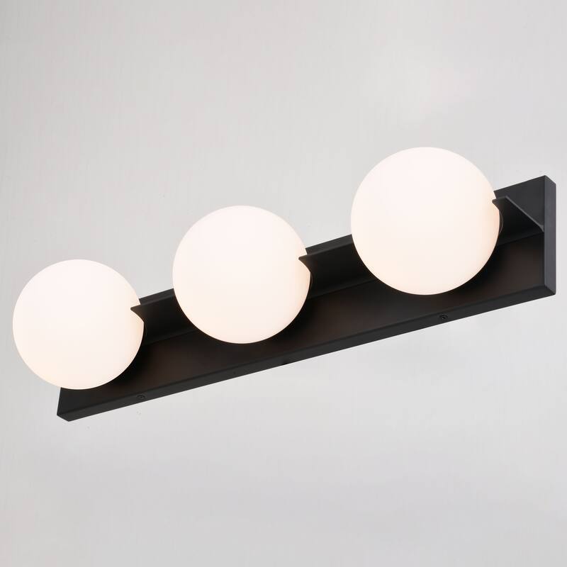 Parkview 3 Light LED Compatible Mid-Century Modern Bathroom Vanity Wall Fixture White Glass