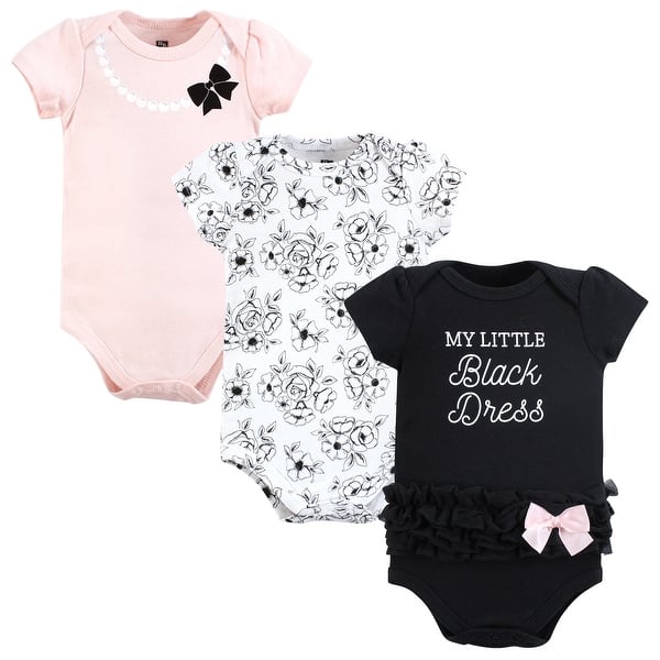 slide 1 of 1, Hudson Baby Infant Girl Cotton Bodysuits, Toile Black Dress 18-24 Months - Toile Black Dress