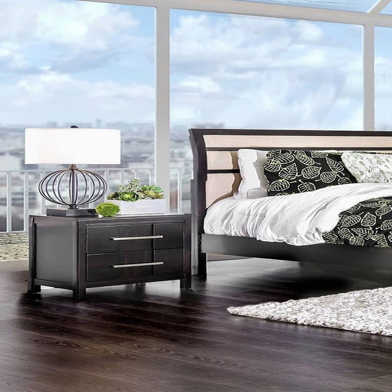 1pc Nightstand Transitional Style Espresso Bedside Table