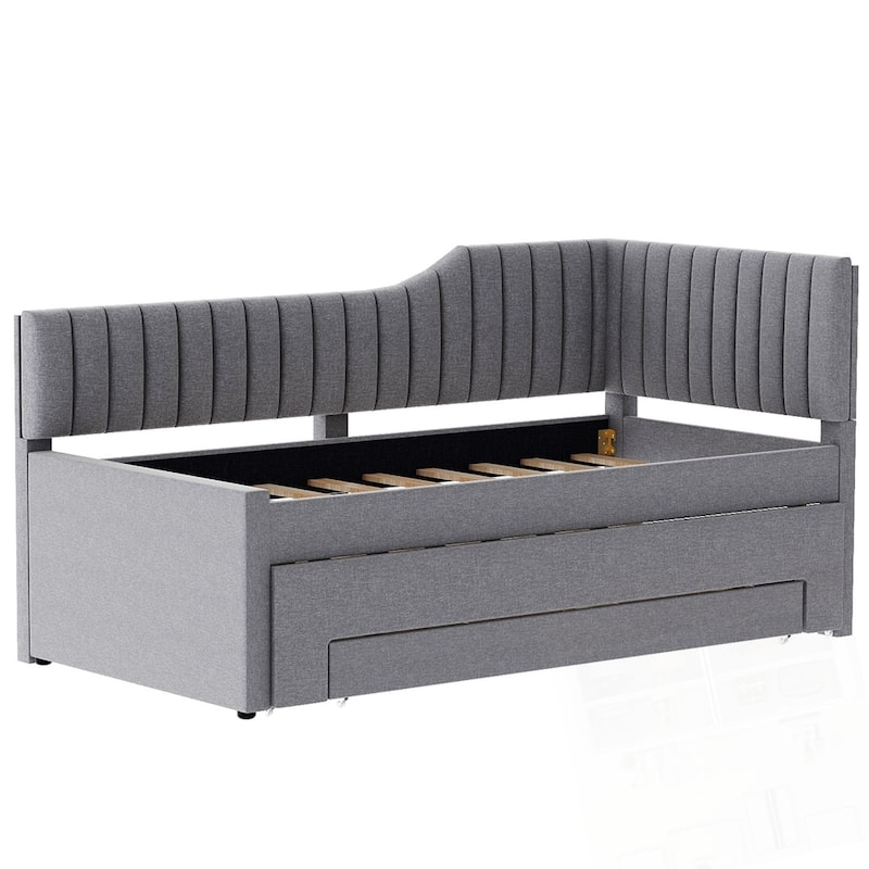 Upholstered Daybed with Trundle and Three Drawers