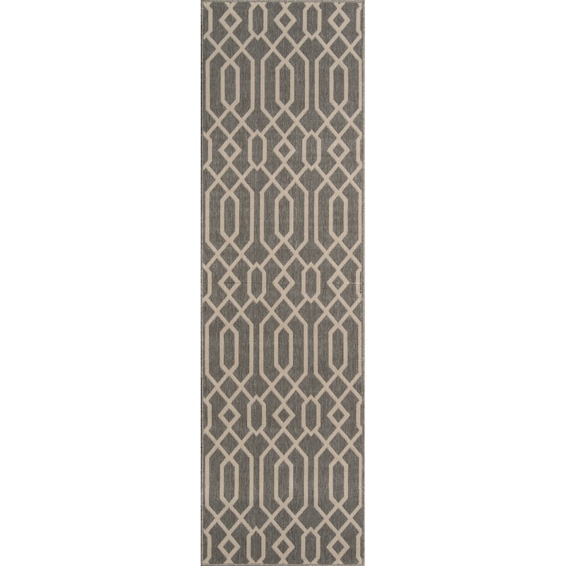 Momeni Baja Links Geometric Trellis Outdoor Area Rug - 2'3" x 7'6" Runner - Grey