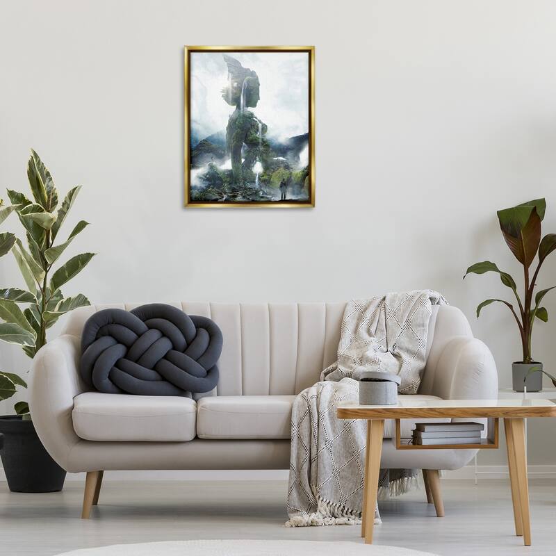 Stupell Mossy Nature Statue of Woman Framed Floater Canvas Wall Art Design By Barrett Biggers