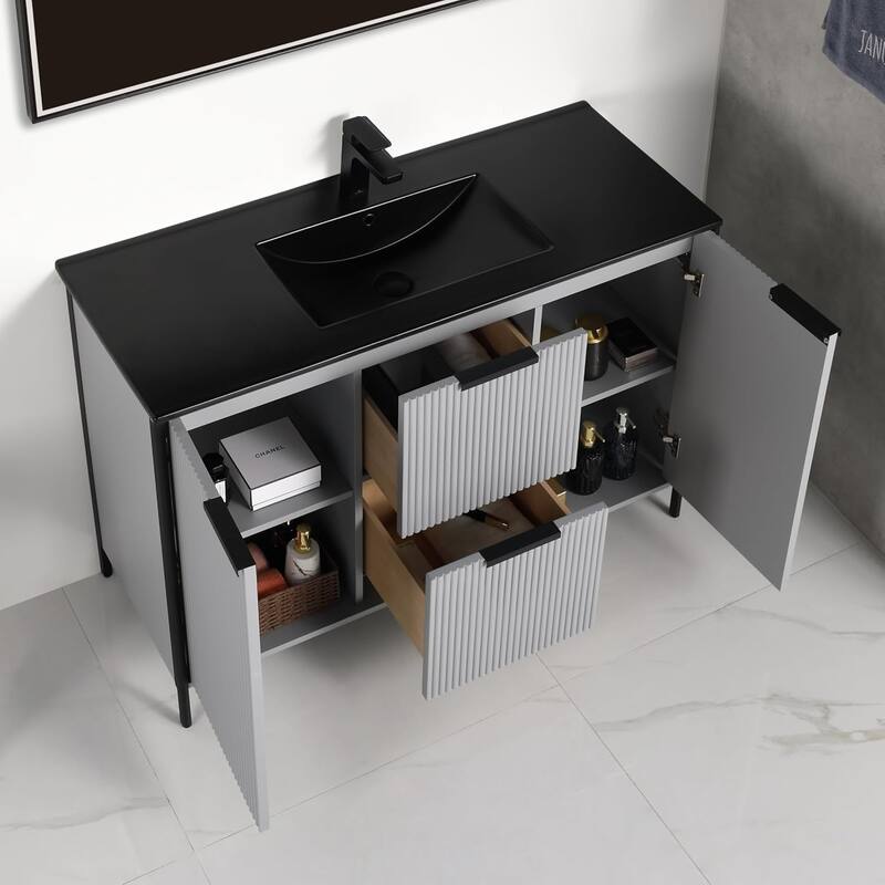 Blossom Annecy 48" Freestanding Bathroom Vanity w/ Black Ceramic Sink