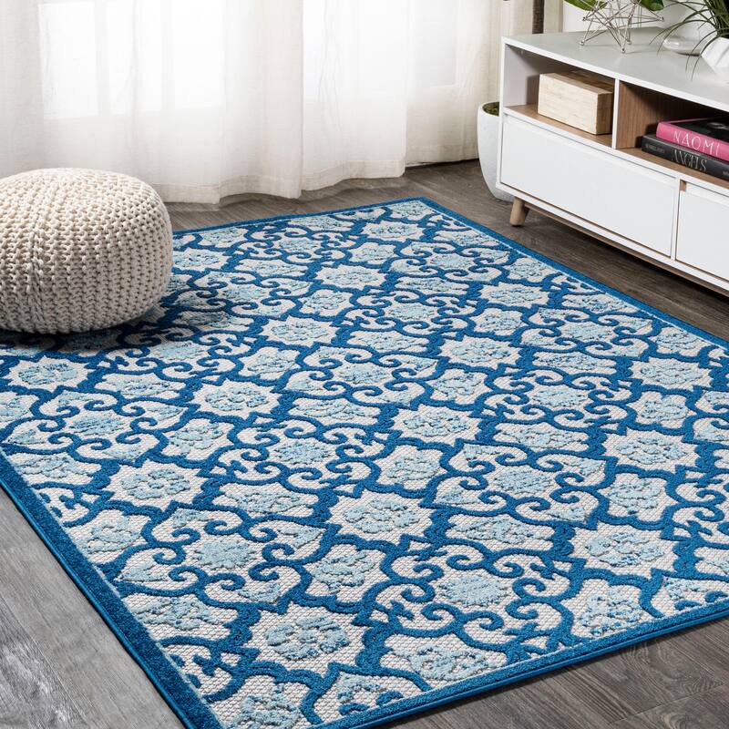 JONATHAN Y Crisantemo Tile Trellis High-Low Indoor/Outdoor Area Rug