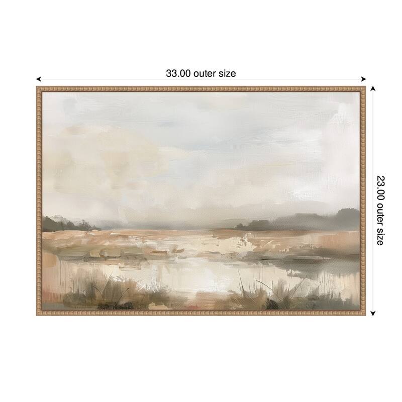 Kate and Laurel Neutral Abstract Landscape by The Creative Bunch Studio Framed Canvas Wall Art Print