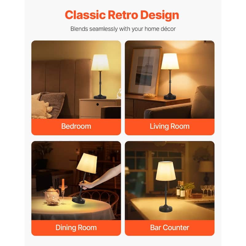 Rechargeable Desk Lamp with Adjustable Brightness and Fabric Shade - 6.3 x 6.3 x 16 inch