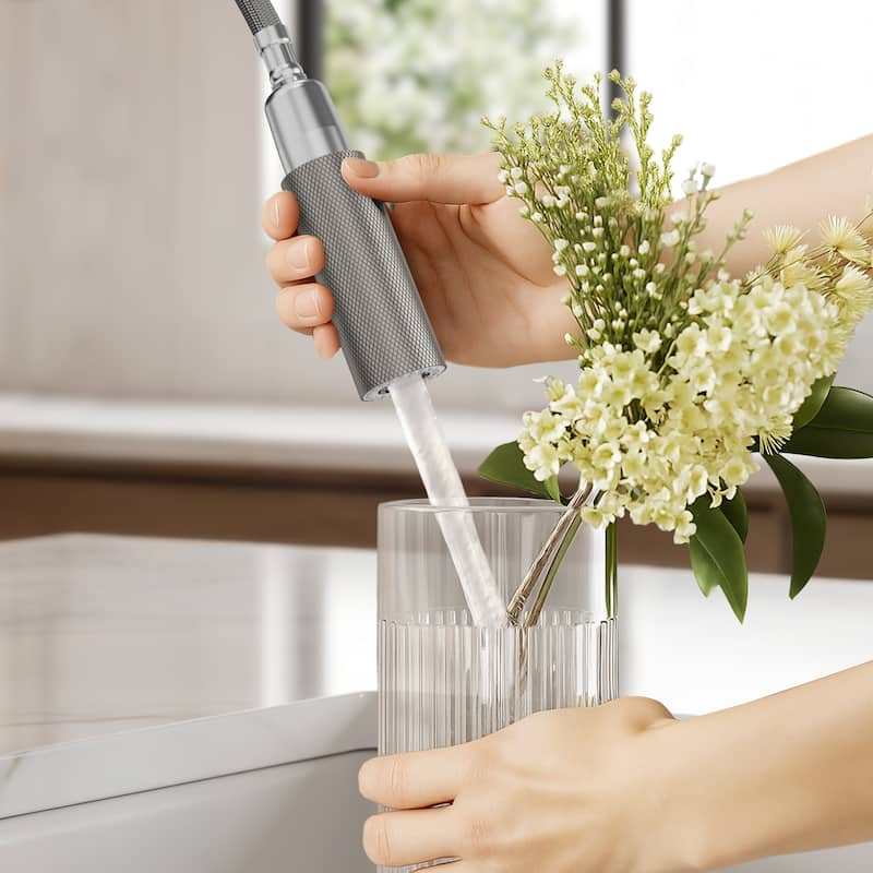 Single-Handle Pull-Down Sprayer Kitchen Faucet with 360° Spout Swivel