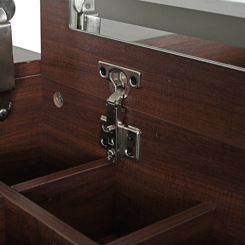 3-in-1 Vanity Desk with Lighted Flip-Top Mirror & Retractable Side Cabinet, Vanity Set with Stool & Storage Drawers