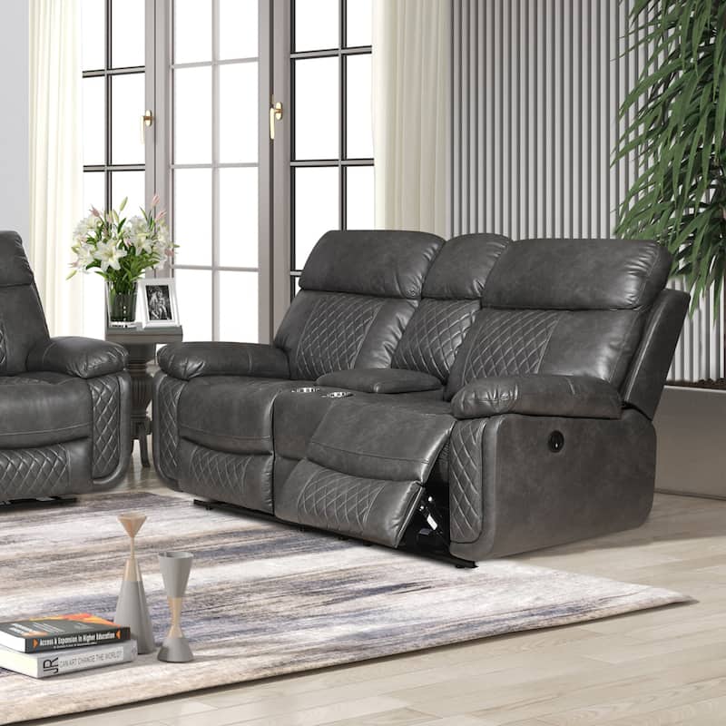 Contemporary Multi Piece Faux Leather Upholstered Living Room Sofa Set