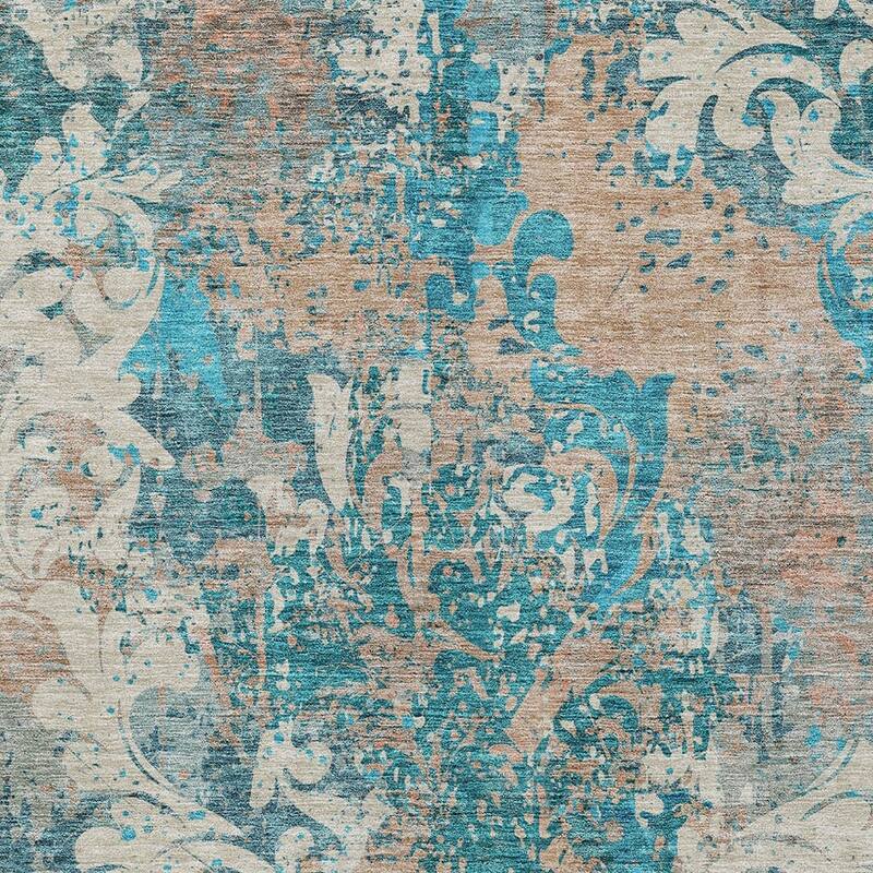HomeRoots Damask Transitional Rectangle Outdoor Rug