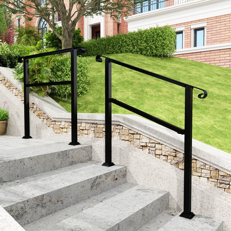 Sturdy Wrought Iron Handrail Ideal for Gardens, Porches, and Home Use