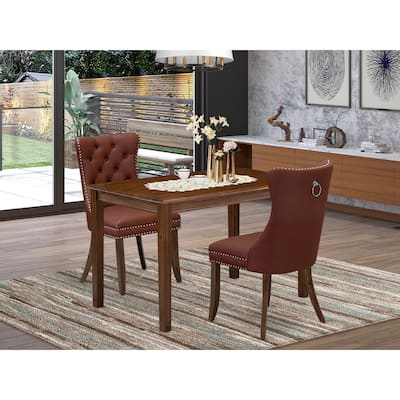 East West Furniture Dining Set Includes a Rectangle Kitchen Table and Upholstered Chairs, Antique Walnut (Pieces Options)