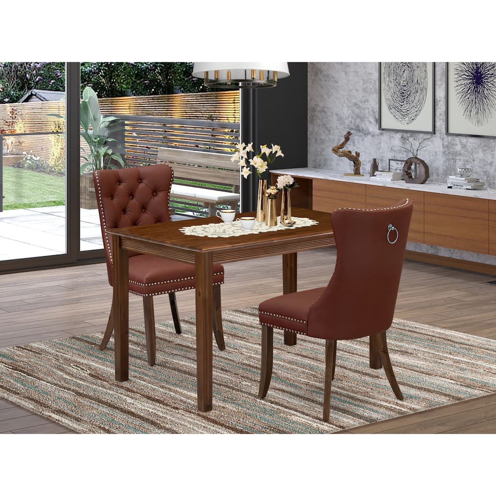East West Furniture Dining Set Includes a Rectangle Kitchen Table and Upholstered Chairs, Antique Walnut (Pieces Options)