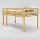 preview thumbnail 4 of 5, Walnut Twin Size Wood Low Loft Bed with Ladder and Fence
