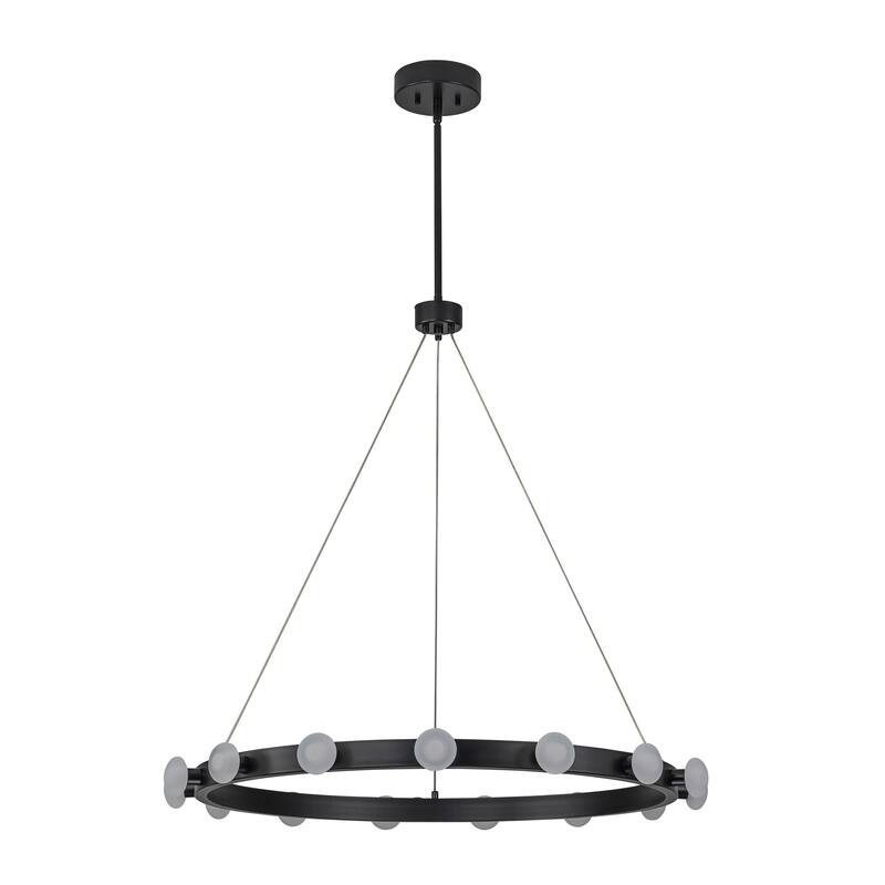 15/24-Light Mid-Century Modern Black Integrated LED Large Wagon Wheel Chandelier for Dining Room/Living Room