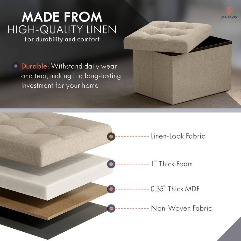 Small Foldable Rectangle Storage Ottoman