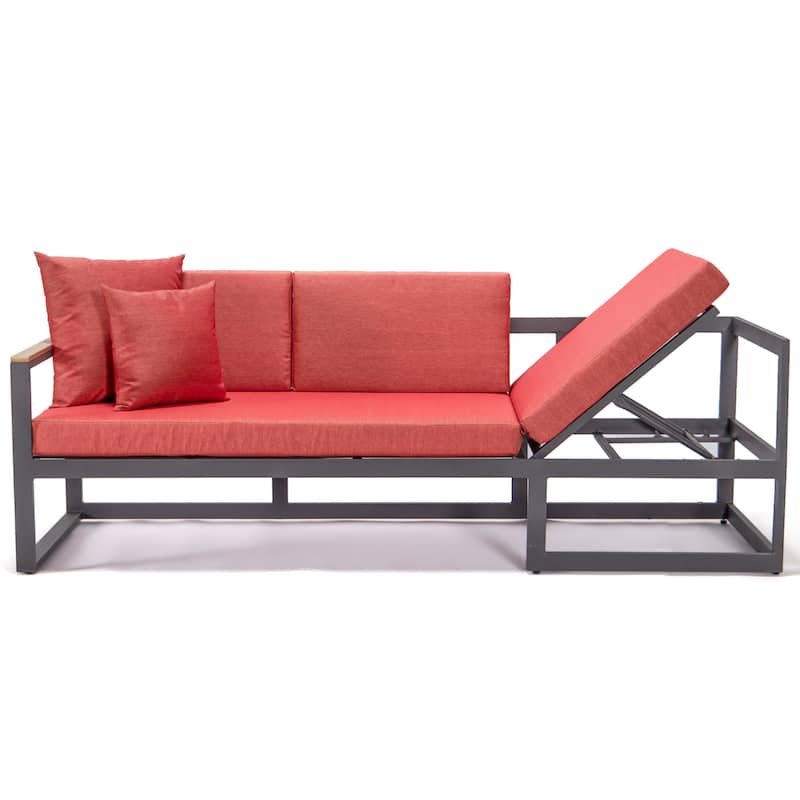 Chelsea 3-Piece Adjustable Headrest All-Weather Sectional Set in Aluminum Frame with Removable Cushion Covers for Indoor/Outdoor