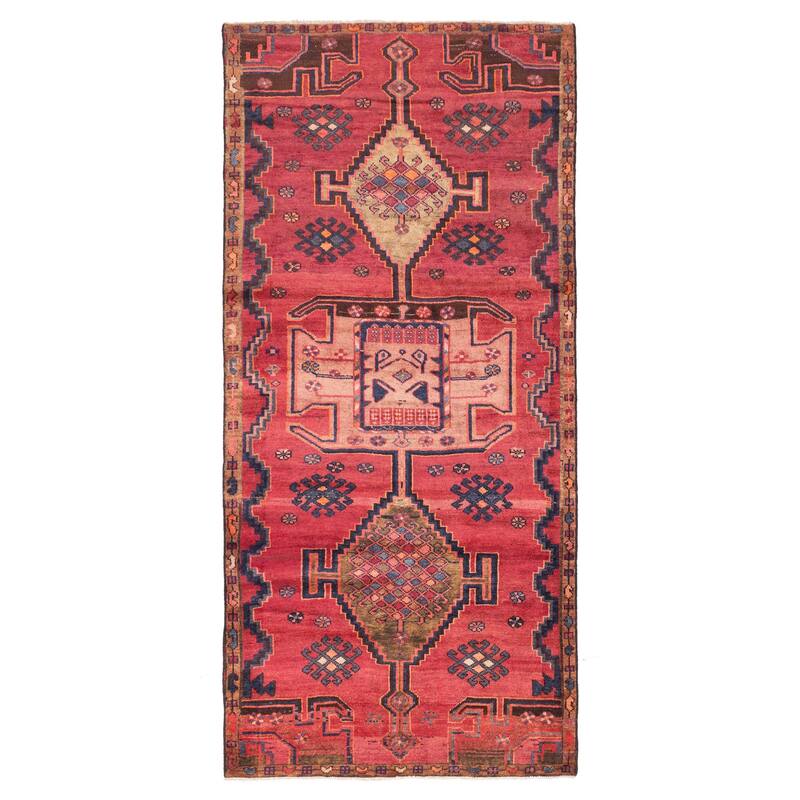 ECARPETGALLERY Hand-knotted Melis Vintage Dark Pink Wool Rug - 4'5 x 9'7