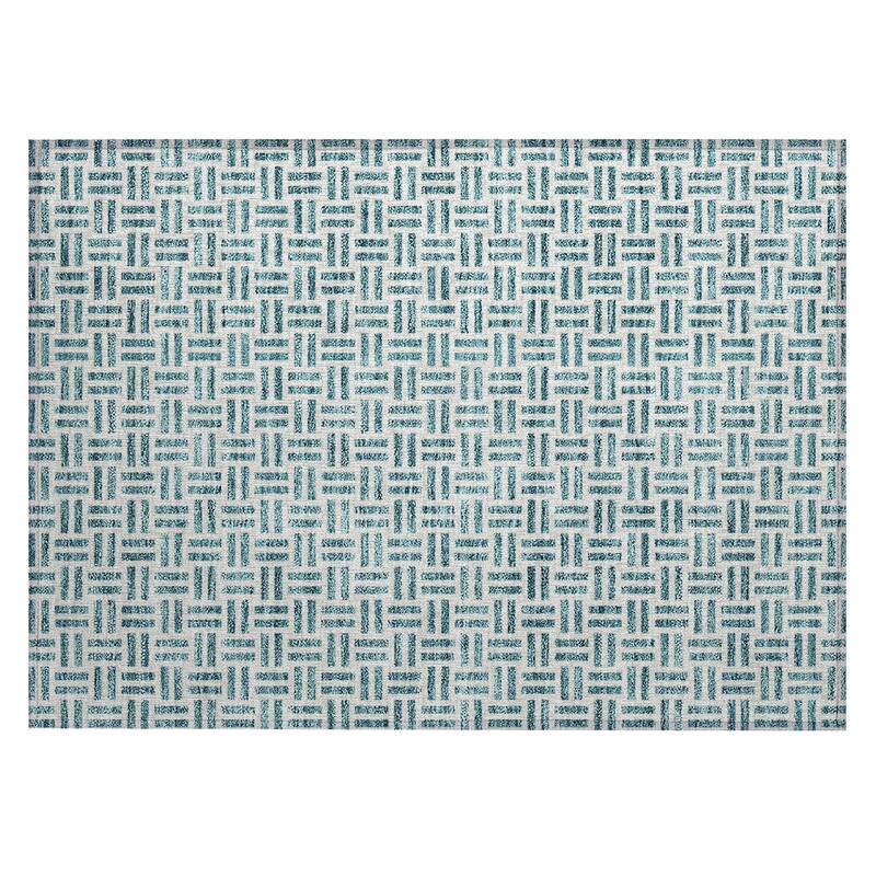 Machine Washable Indoor/ Outdoor Contemporary Basketweave Chantille Rug