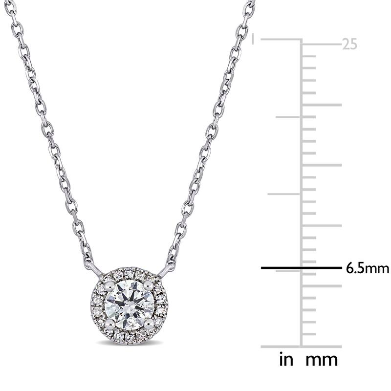 Miadora 14k White Gold 1/3ct TDW Diamond Circular Halo Station Necklace - 6.5 mm x 16 inch x 6.5 mm - 6.5 mm x 16 inch x 6.5 mm
