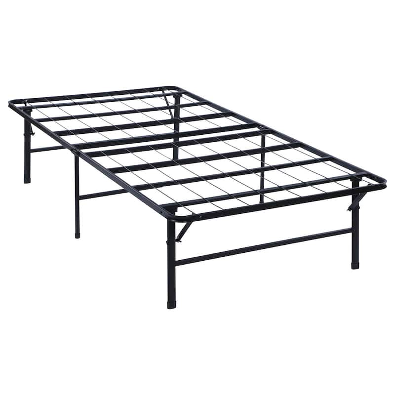 Black Twin Platform Bed with Under Bed Storage and Foldable Design