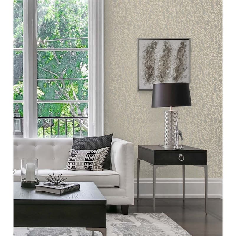 Seabrook Designs Seaweed Beaded Branches Nonwoven Unpasted Wallpaper