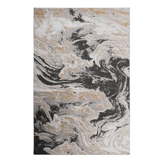 LOOM & LUXE Collection 2X3 Grey/Abstract Non-Shedding Area Rug - 36" D x 24" W x 0.28" H
