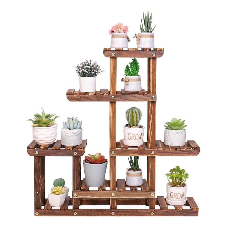 6 Tiered Succulent Plant Stand Pine Wood Window Shelf for Small Flower Pots